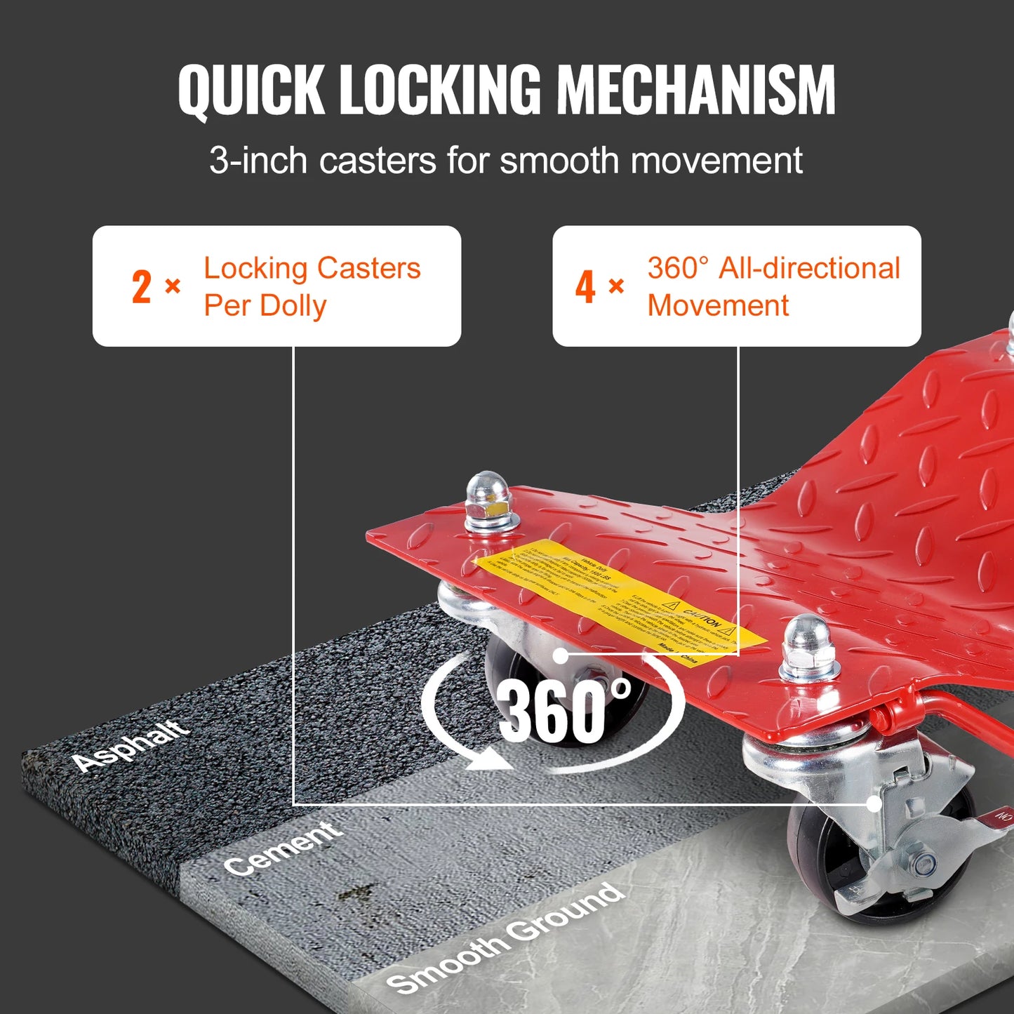 SucceBuy Wheel Dolly 8000 lbs Capacity Heavy-Duty Steel Car Mover Car Tire Stake Set with Brakes Vehicle Moving Cart Car Truck