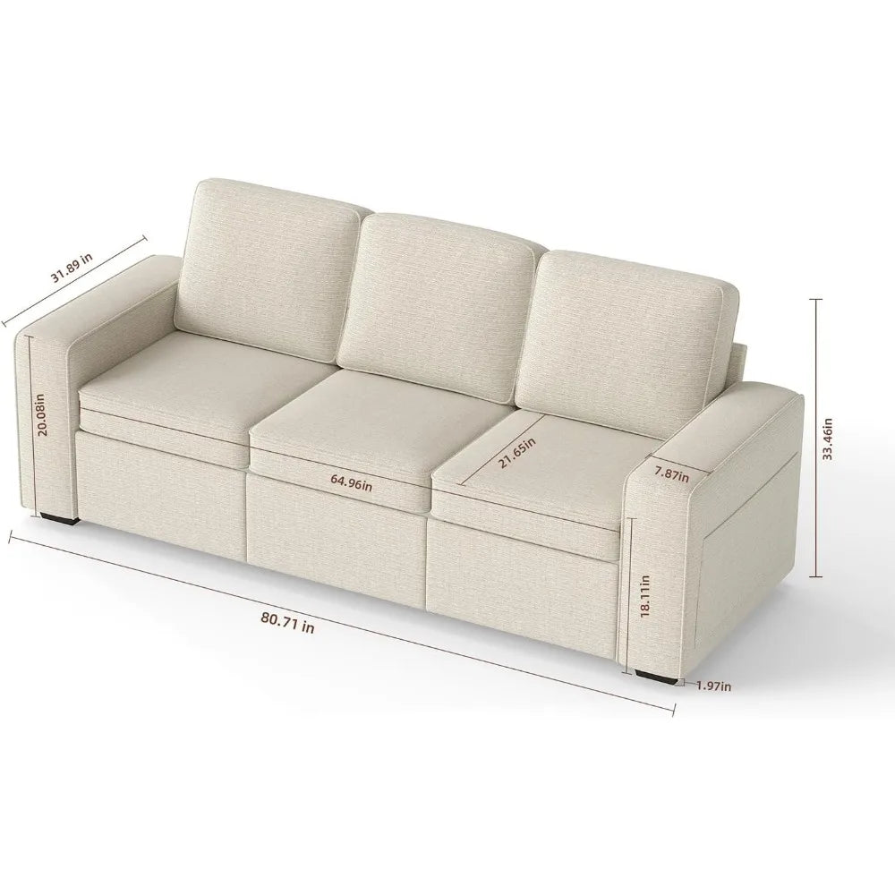80" Modern Sofa Couch, Soft Chenille Sofas for Living Room Furniture,3 Seater Deep Seat Comfy Lounge Sofa