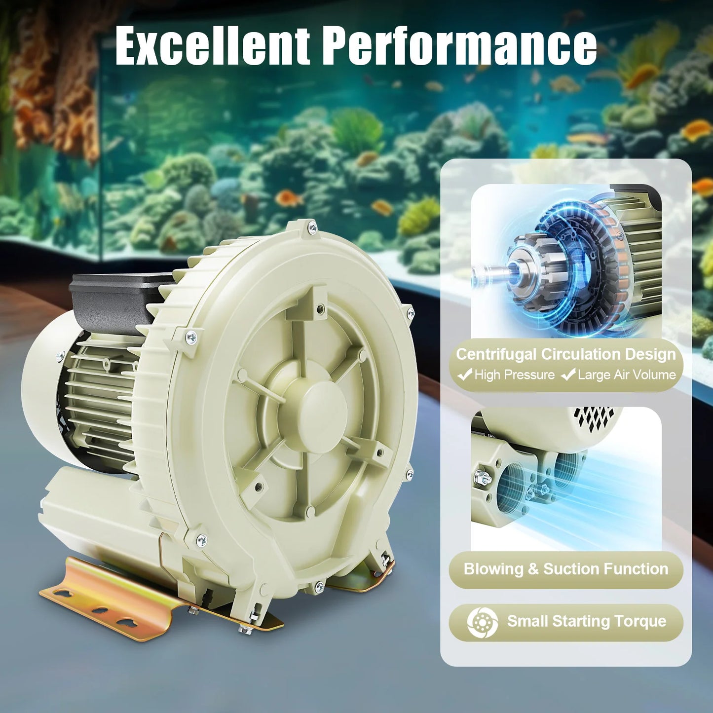 Aquaculture Vortex High Pressure Air Blower for Aquarium Seafood Pond and Fish Tank Vortex Air