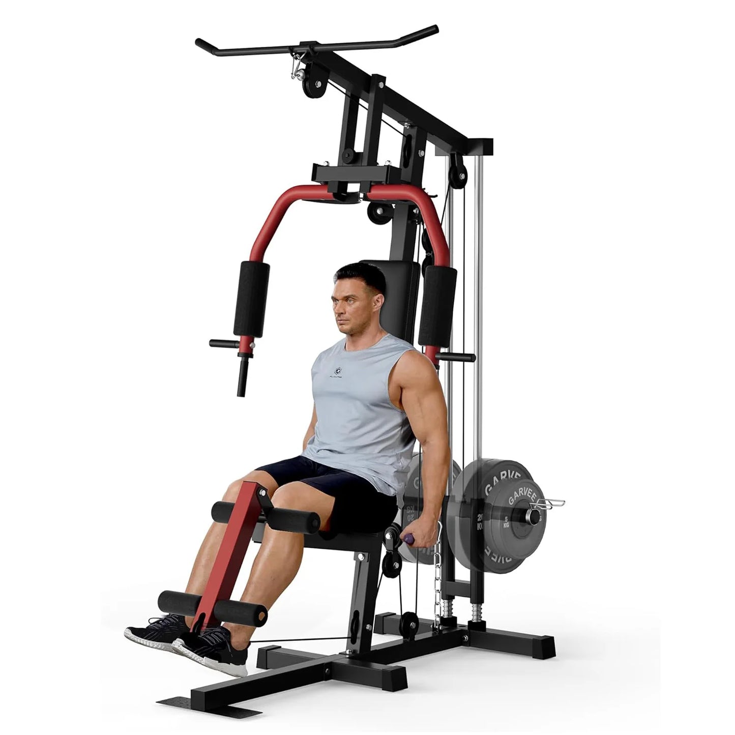 Home Gym Machine Full Body Workout Equipment with Pulley System,Leg Press Support for Strength Training, Workout Station