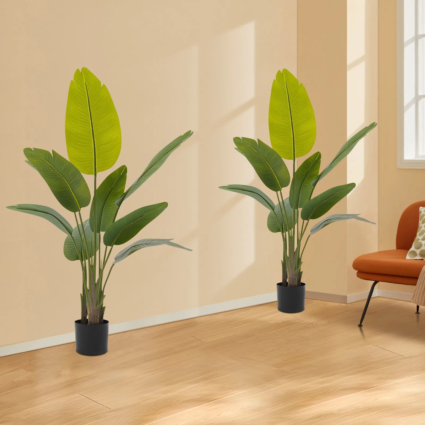 2pcs 1.2m Tall Artificial Potted Plants For People with Allergies Fits Placing On The Ground or In Decorative Flower Stands