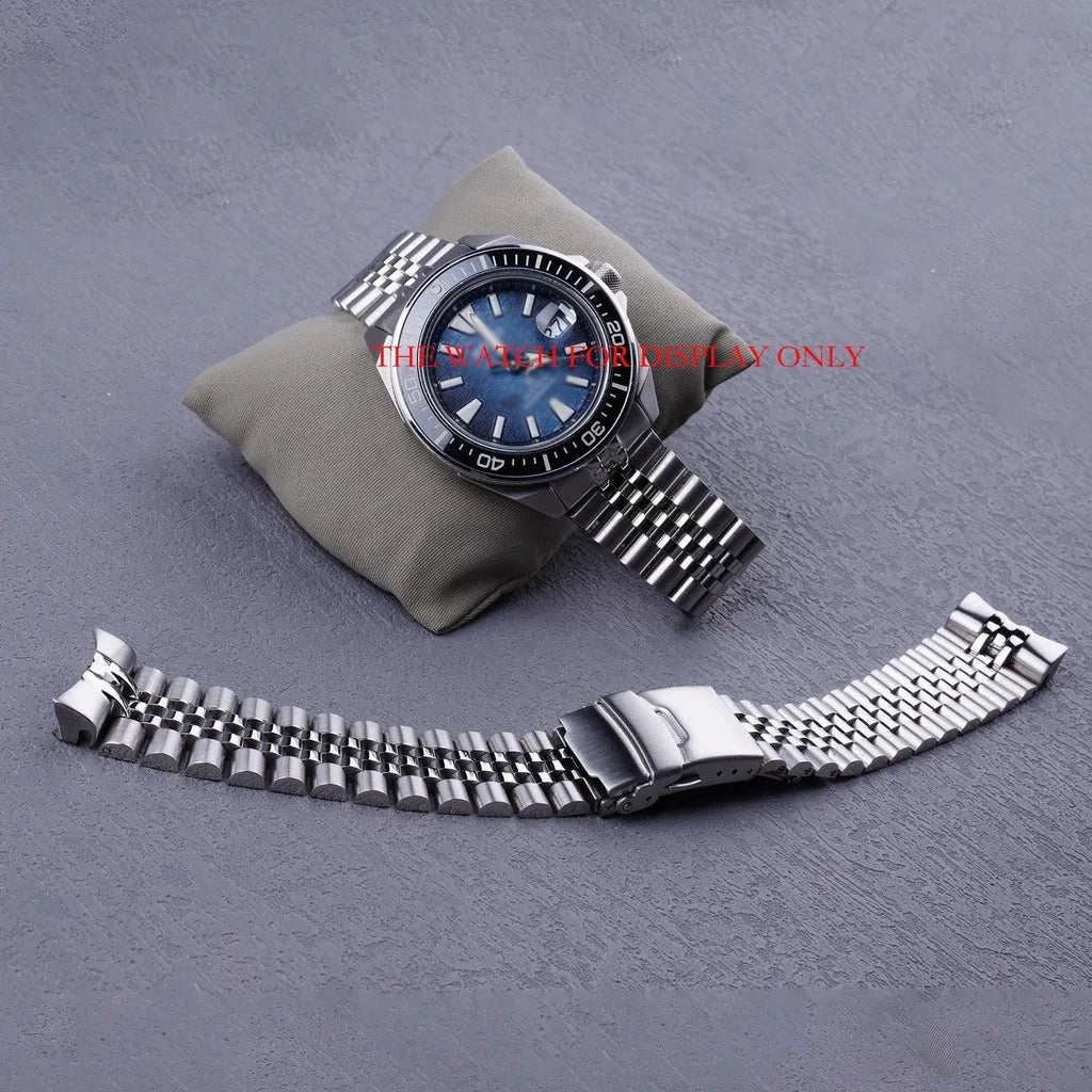 US Stock TAX FREE for Seiko Samurai SRPF79 SRPE33 SRPE35 22mm WatchBand Steel Silver Solid Curved End Jubilee Bracelet Strap