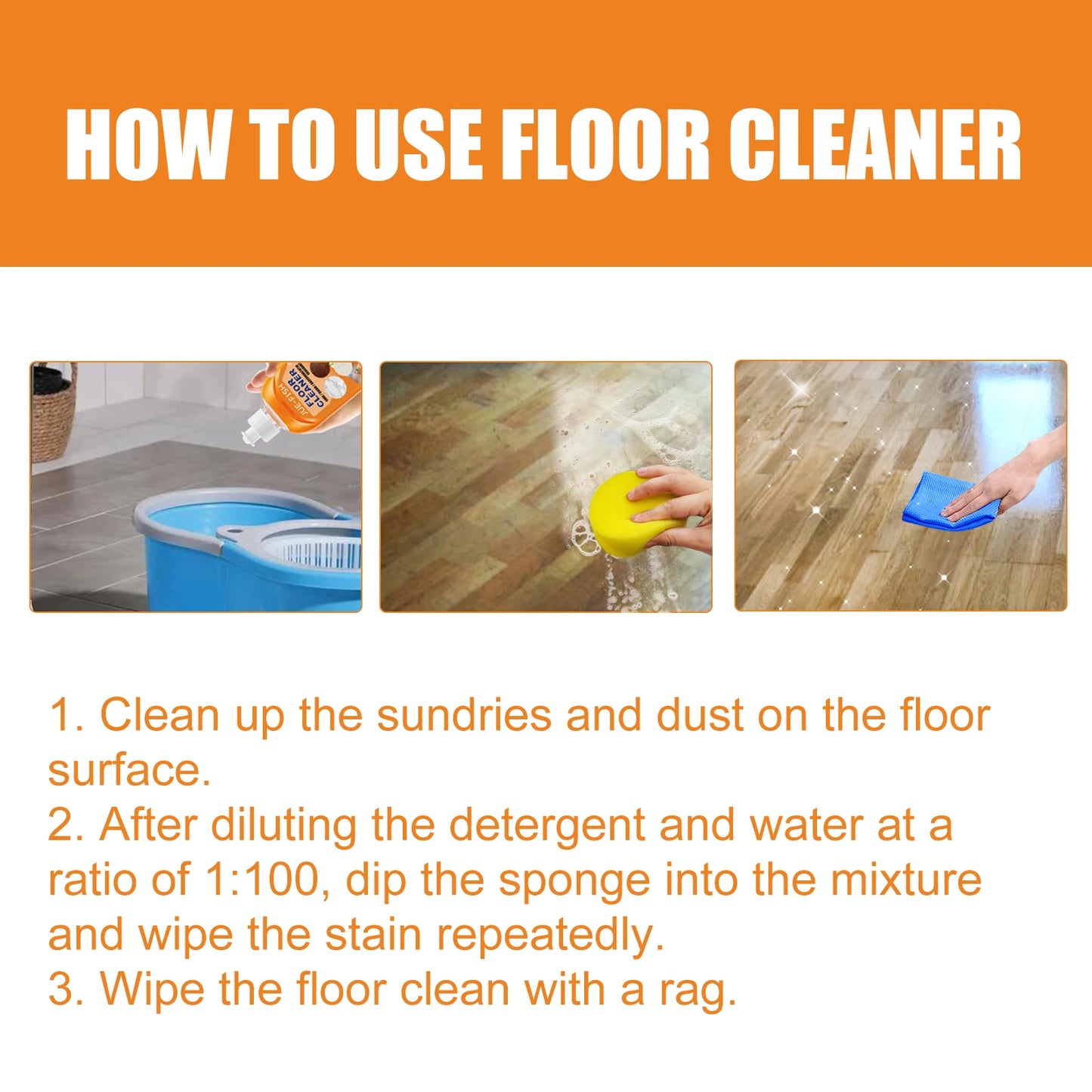 10pc Powerful Floor Cleaner Household Wooden Floor Polishing Brightening Agents Ceramic Tile Dust Stain Cleaning Remover Cleaner