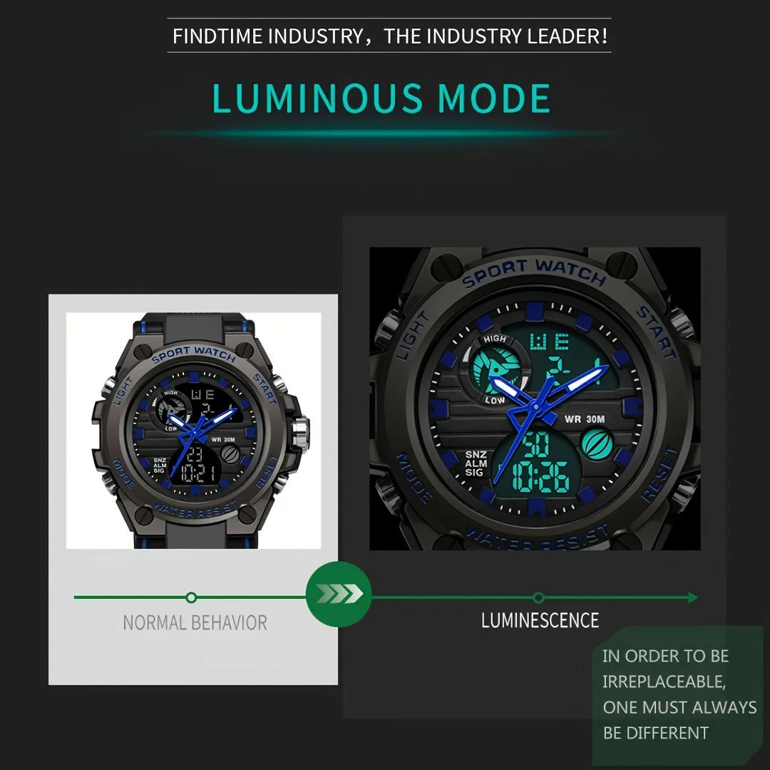 Watches for Men Watch Outdoor LED Stopwatch Digital Electronic Large Dual Display Tough Electronic Clock Wrist Watches for Men