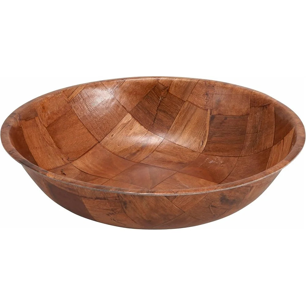 Wooden Woven Salad Bowl 10 Inch Ideal Serving Salad Pasta Bread Fruits Durable Quality Single Piece Kitchenware