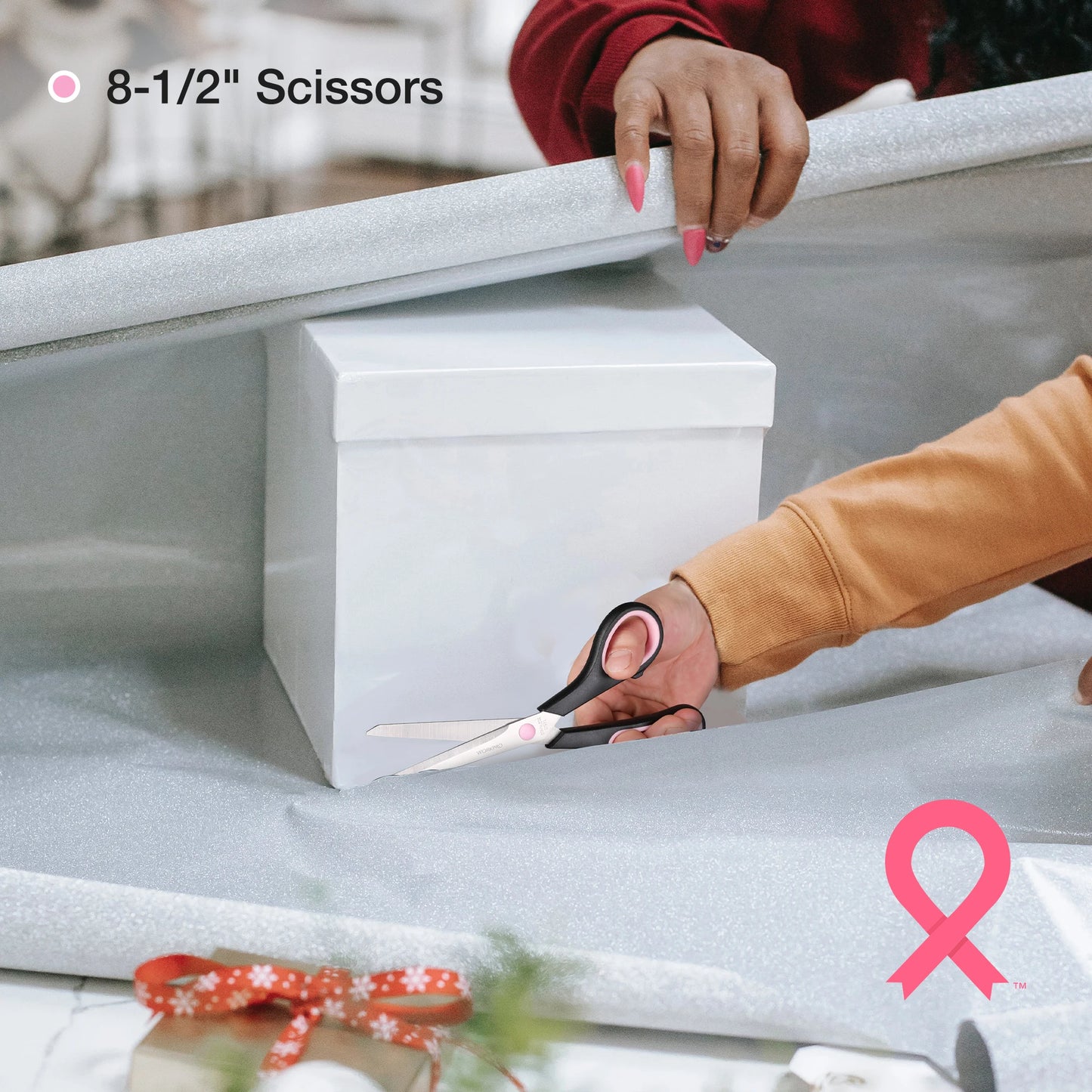 WORKPRO Pink Tool Kit, 263-Piece Home Repairing Tool Set with Wide Mouth Open Storage Bag, Household Tool Kit - Pink Ribbon
