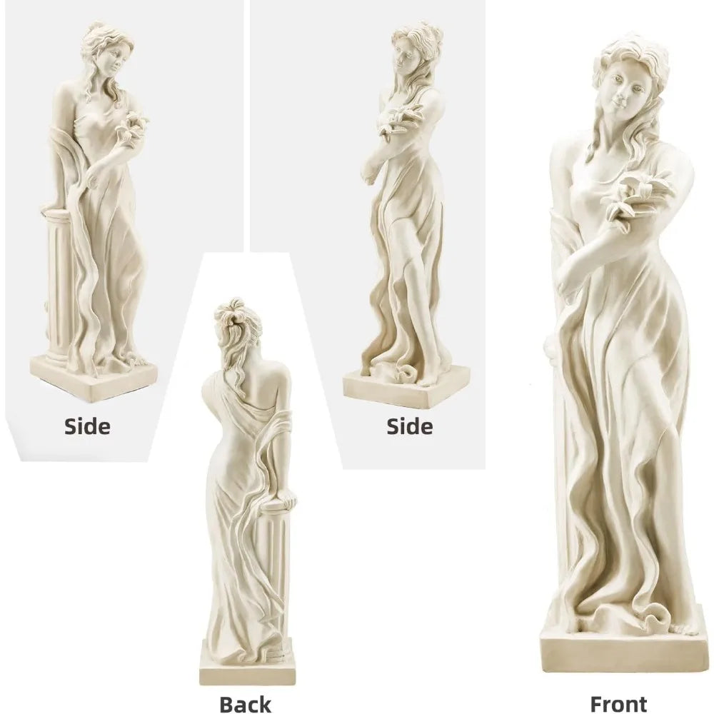 51'' Large Outdoor Garden Nymph Statue, Goddess of Spring Flowers, Roman Style Sculptures Decorations, Religious Garden Statue