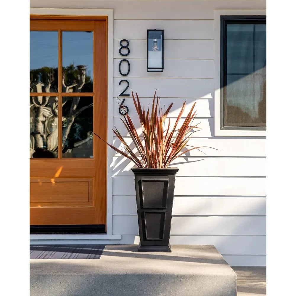 Tall Plastic Planter - Large Outdoor Planter for Front Porch | Weather Use -Crack Resistant All