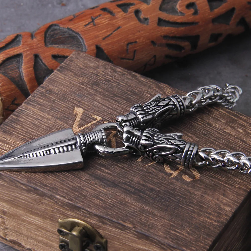 Never Fade Men Celtic Wolf Necklaces Viking Vegvisir Amulet spear Pendant Norse Runes Anchor Stainless Steel King Chain Jewelry