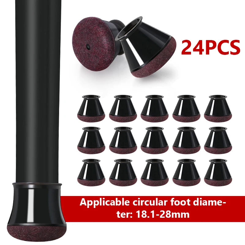 24 Pcs Chair Leg Floor Protectors for Hardwood Floors, Silicone Chair Caps Covers Furniture Pads Sliders w/ Wrapped Felt Bottom