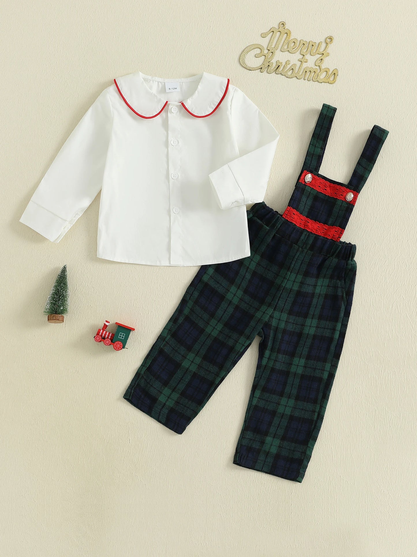 Toddler Boys 2-Piece Formal Wear Set with Bow Tie Shirt and Suspender Pants for Wedding Party Outfit 1-6 Years