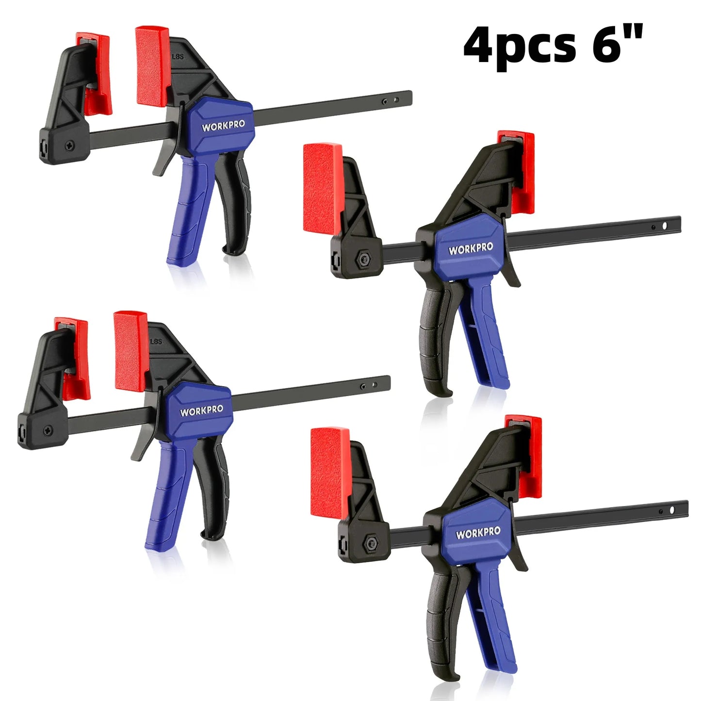 WORKPRO Bar Clamps for Woodworking One-Handed Clamp/Spreader, 6-Inch and 12-Inch Wood Clamps Set, Light-Duty Qui