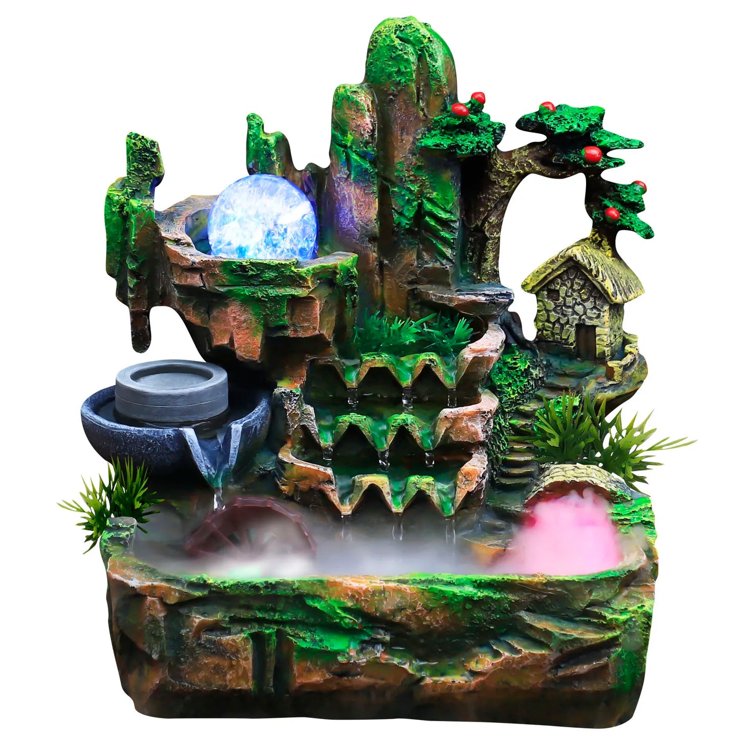 Rockery Water Fountain with Atomizer, Rotating Ice Crack Ball, Relaxing Effect, Ideal Gift for Home Decor and Well-being