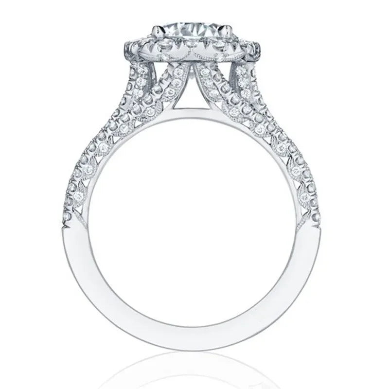 Sterling Silver Rings for Women AAA Cubic Zirconia Luxury Engagement Rings Fashion Wedding Party Jewelry
