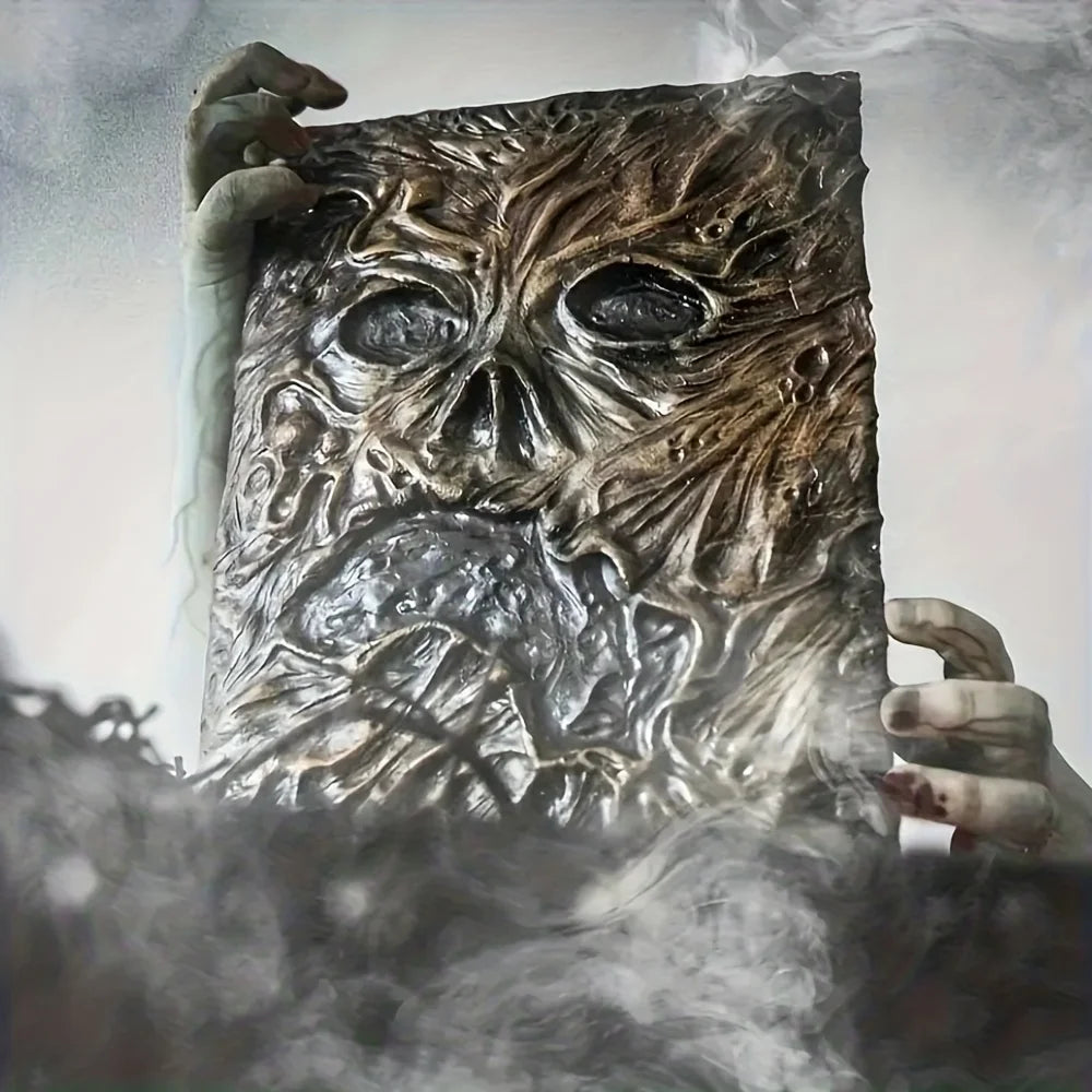 Necronomicon-Inspired 3D Art Sculpture Book - Dark Magic Evil Summoning Prop for Home Decor, Coffee Brown Cardboard, Unique Pape