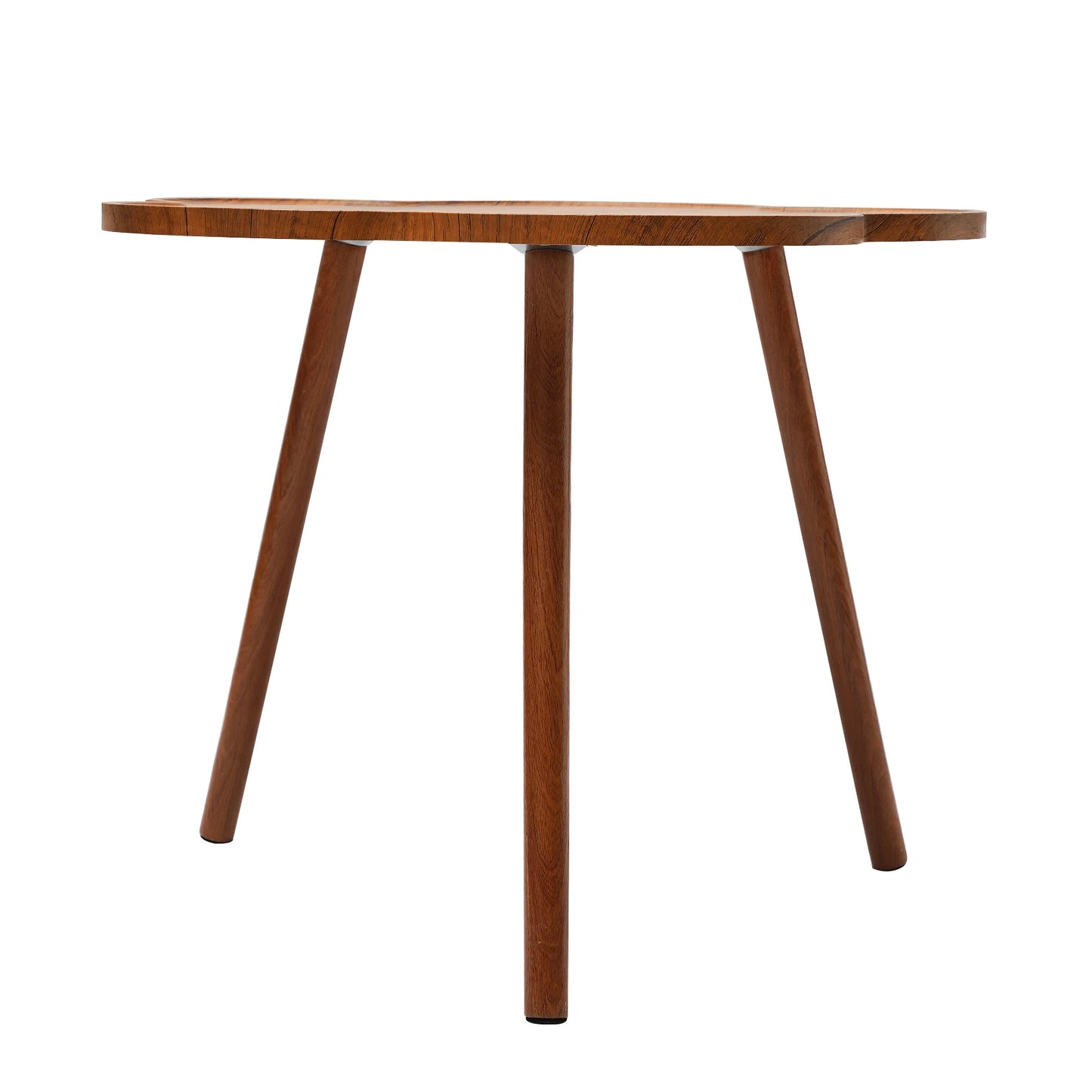 23.6" Flower-shaped Coffee Table Log Color with Wood Legs for Living Room,Bedroom,Study,Backyard,Balconies,Suitable Height