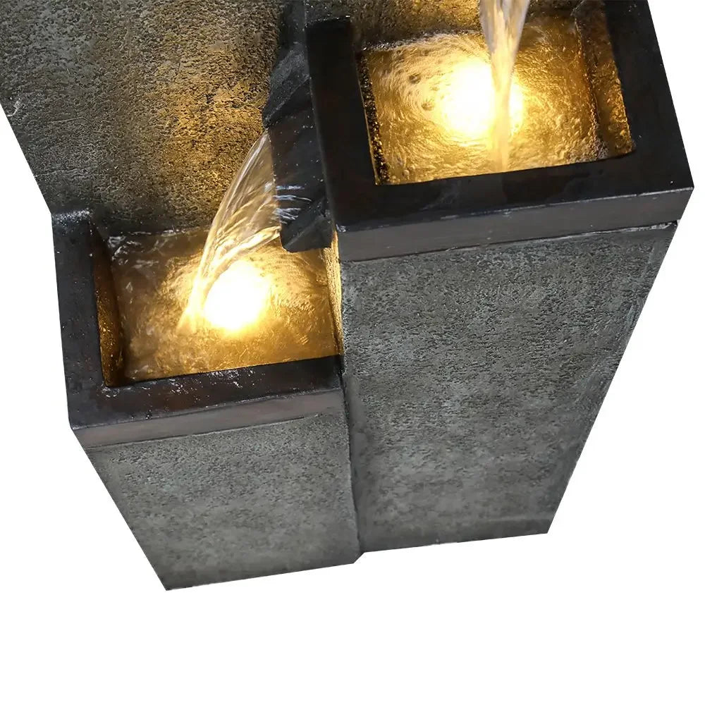 39.3inches Modern Floor-standing Water Fountain with Lights for Home, Garden, Patio Decor