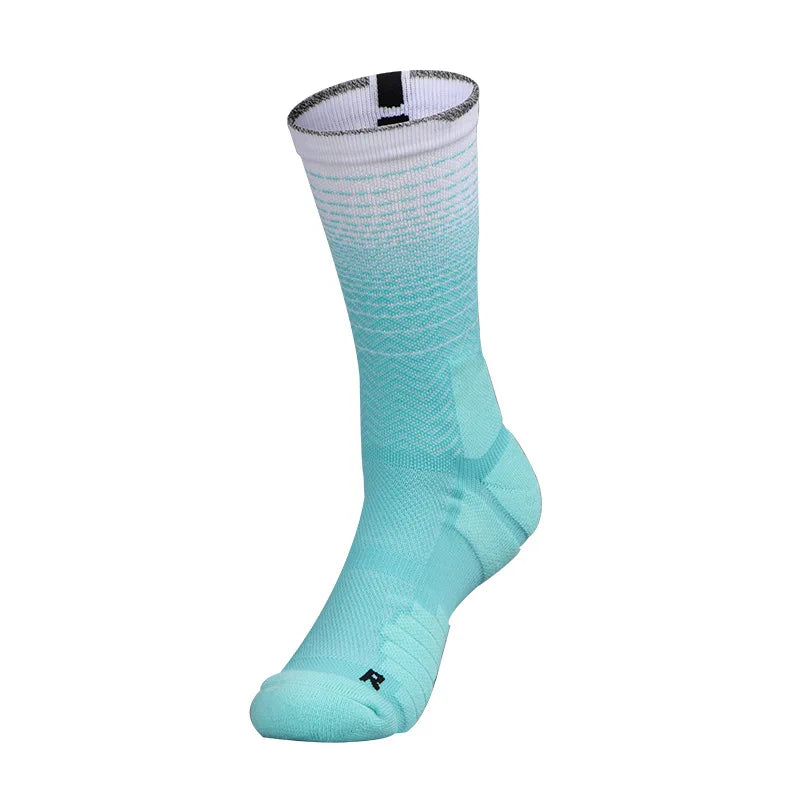 5/10/15 Practical Gradient Basketball Socks Towel Bottom High Barrel Breathable Sports Elite Men's Middle Barrel High Butt Train