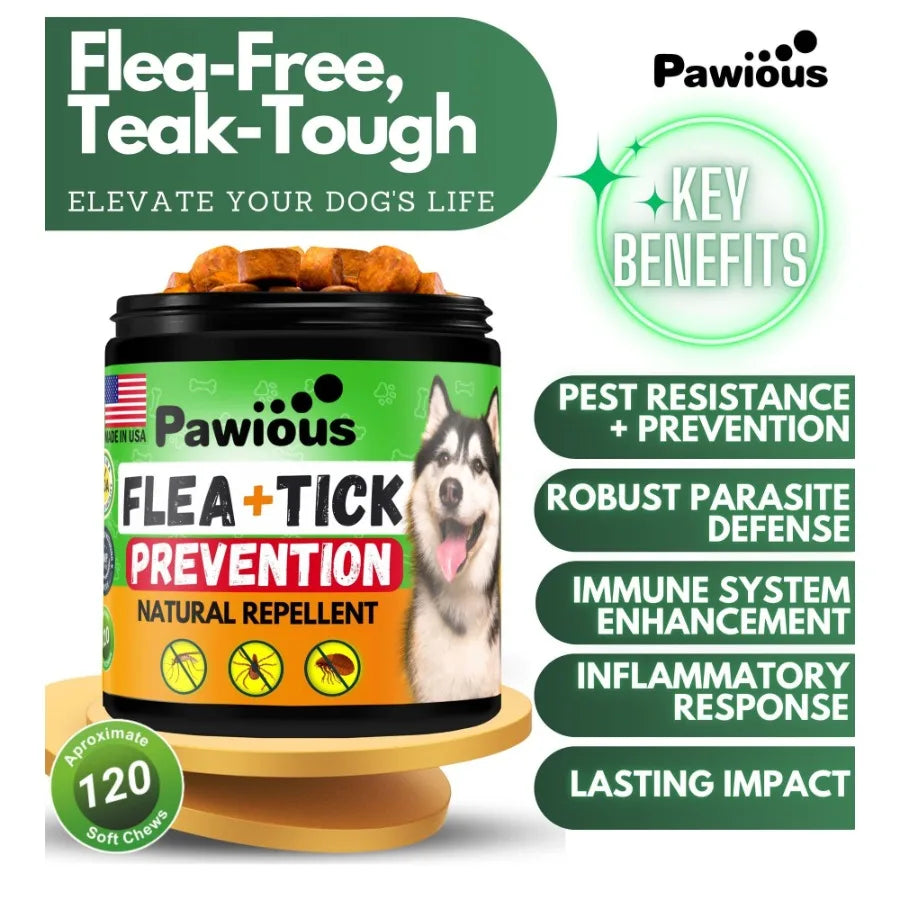 Flea and Tick Prevention for Dogs Chewables Natural Dog Flea and Tick Control Supplement Flea Tick Chews for Dogs Oral Flea Pil