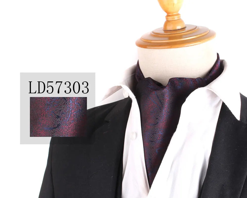 Jacquard Floral Paisley Cashew Tie Wedding Formal Cravat Ascot Scrunch Self British Gentleman Polyester Neck Tie For Men Luxury