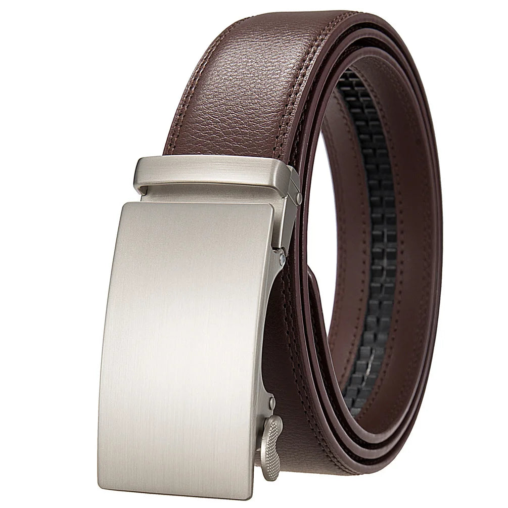 Genuine Leather Belt For Men Automatic Buckle 3.5cm Black