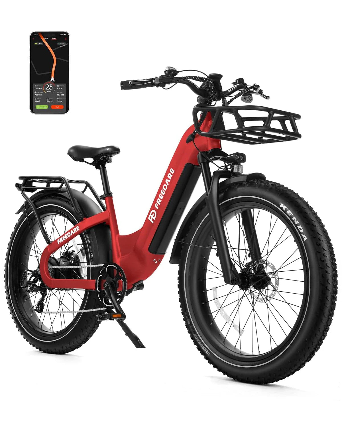 Smart Electric Mountain bike 48V 1000W (Peak W) Motor e dirt bike 26"*4.0" Ebike Adult motor Electric Bicycle with Basket