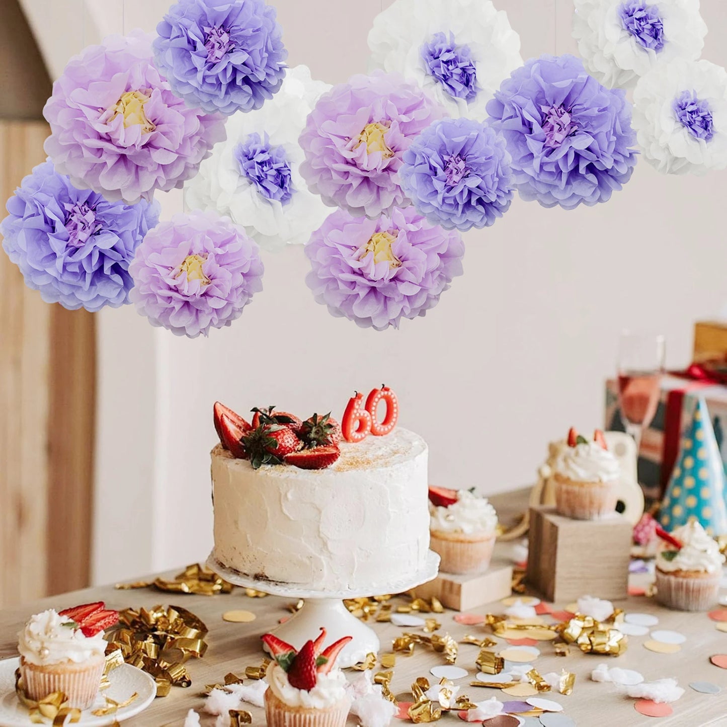 12Pcs Handmade Tissue Paper Flowers Set for Party Backdrop Wedding Birthday Craft Decoration DIY Floral Theme