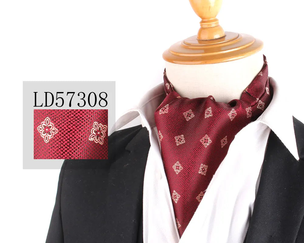 Jacquard Floral Paisley Cashew Tie Wedding Formal Cravat Ascot Scrunch Self British Gentleman Polyester Neck Tie For Men Luxury