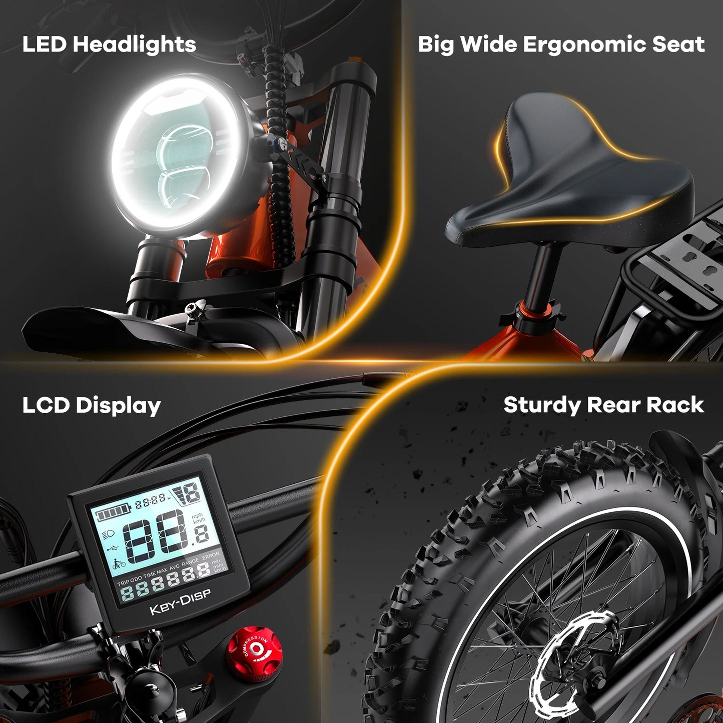 1000W(Peak 2000W)Folding Electric Bike for Adults,35MPH 100Mile,48V 25Ah Removable Battery,20" x 4.0 Fat Tire Foldable Electric