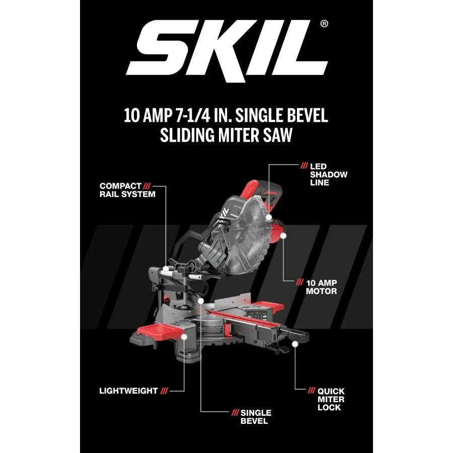 10 Amp 7-1/4" Single Bevel Miter Saw with Compact Rail System & LED Shadow Line (Stand SRS0001 Sold Separately)-MS6316-00
