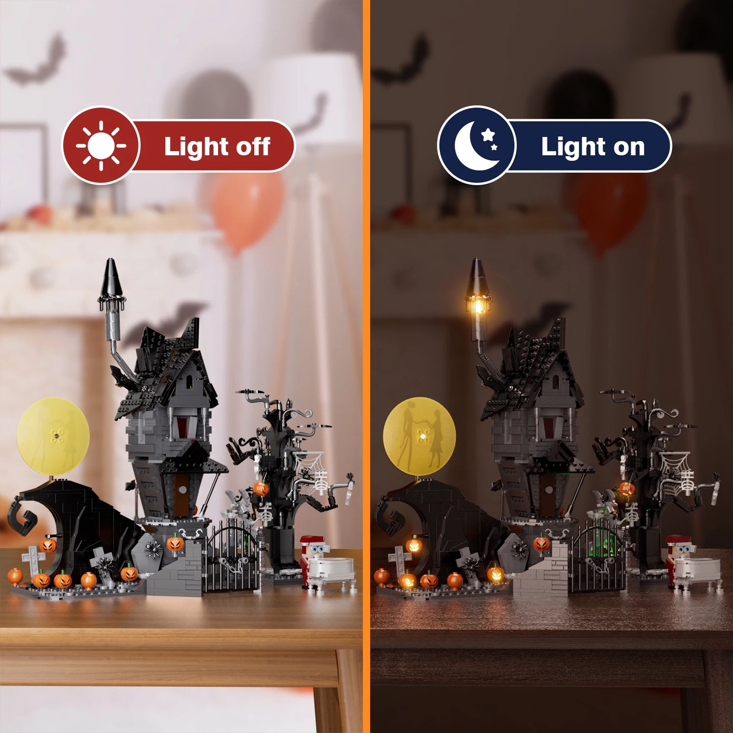 NEW Nightmares Before Christmas Haunted House Building Blocks Set Ideas Pumpkin Ghost Skeleton Hut Halloween Gifts(957PCS)