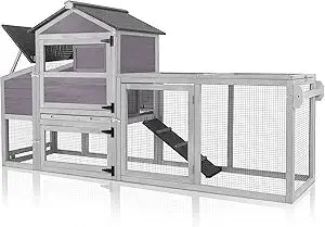 Chicken Coop for Outdoor - Poultry Cage with Wheels, Nesting Box, Leakproof Pull-on Tray, and Asphalt Waterproof Roof - Red