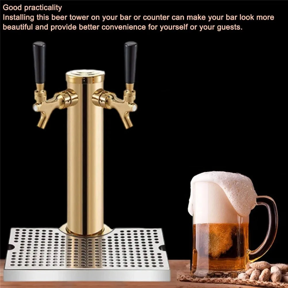 Kegerator Tower,Stainless Steel Beer Tower,Beer Tower,Single Tap Draft Beer Kegerator Tower,Stainless Steel Double Faucet Draft
