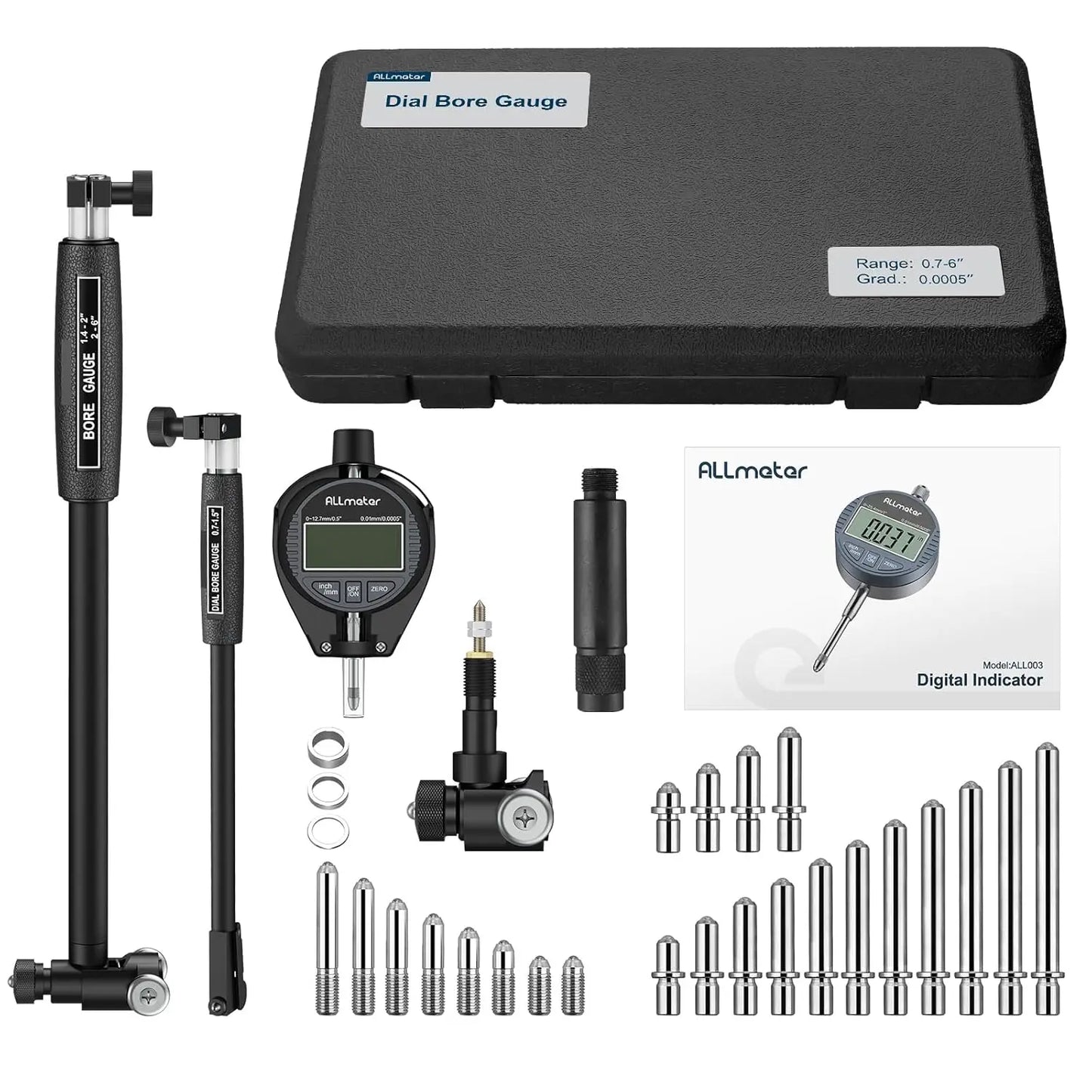 Digital Bore Indicator 0.0005" Accuracy 0.7"-6" Engine Cylinder Gauge Automotive Machinist Tools