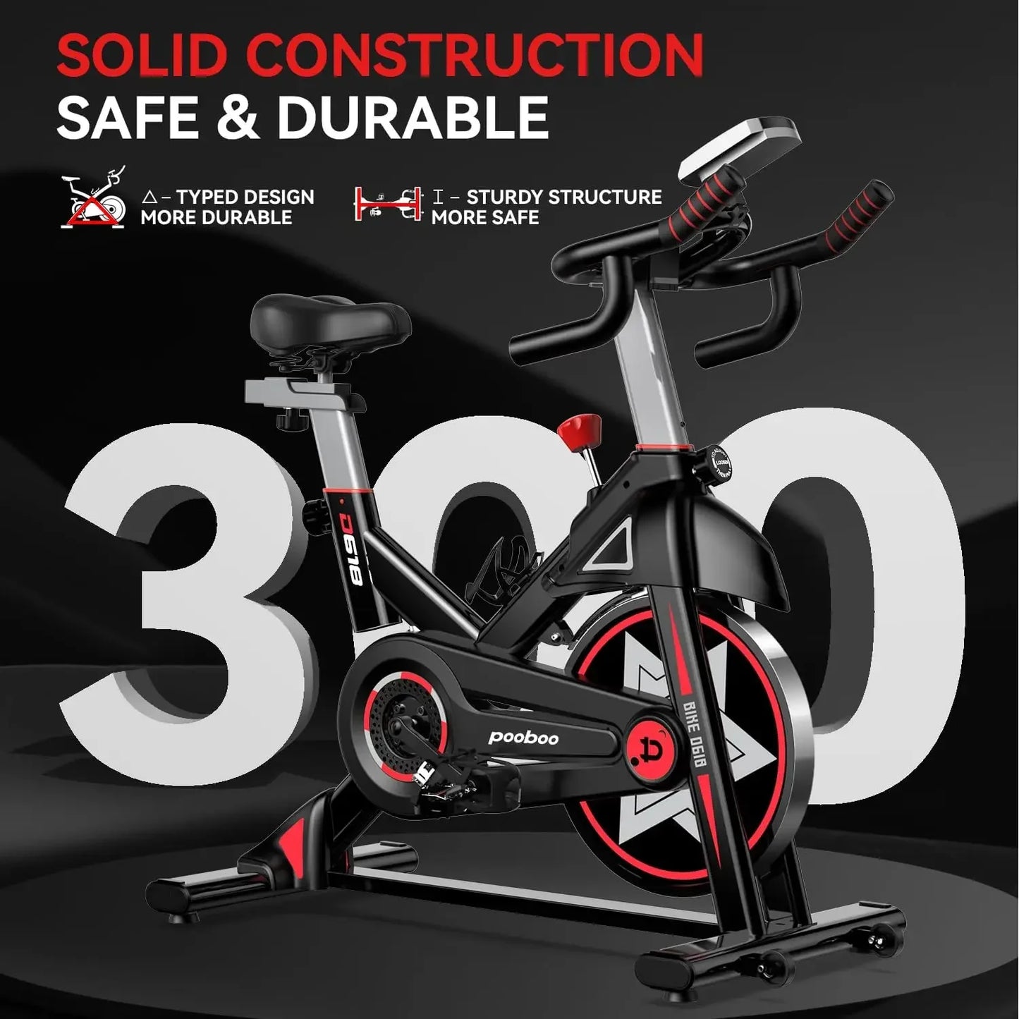 Exercise Bike, Stationary Bike for Home Gym, Indoor Cycling Bike w/Comfortable Seat Cushion & Tablet Mount, Silent Belt Drive In