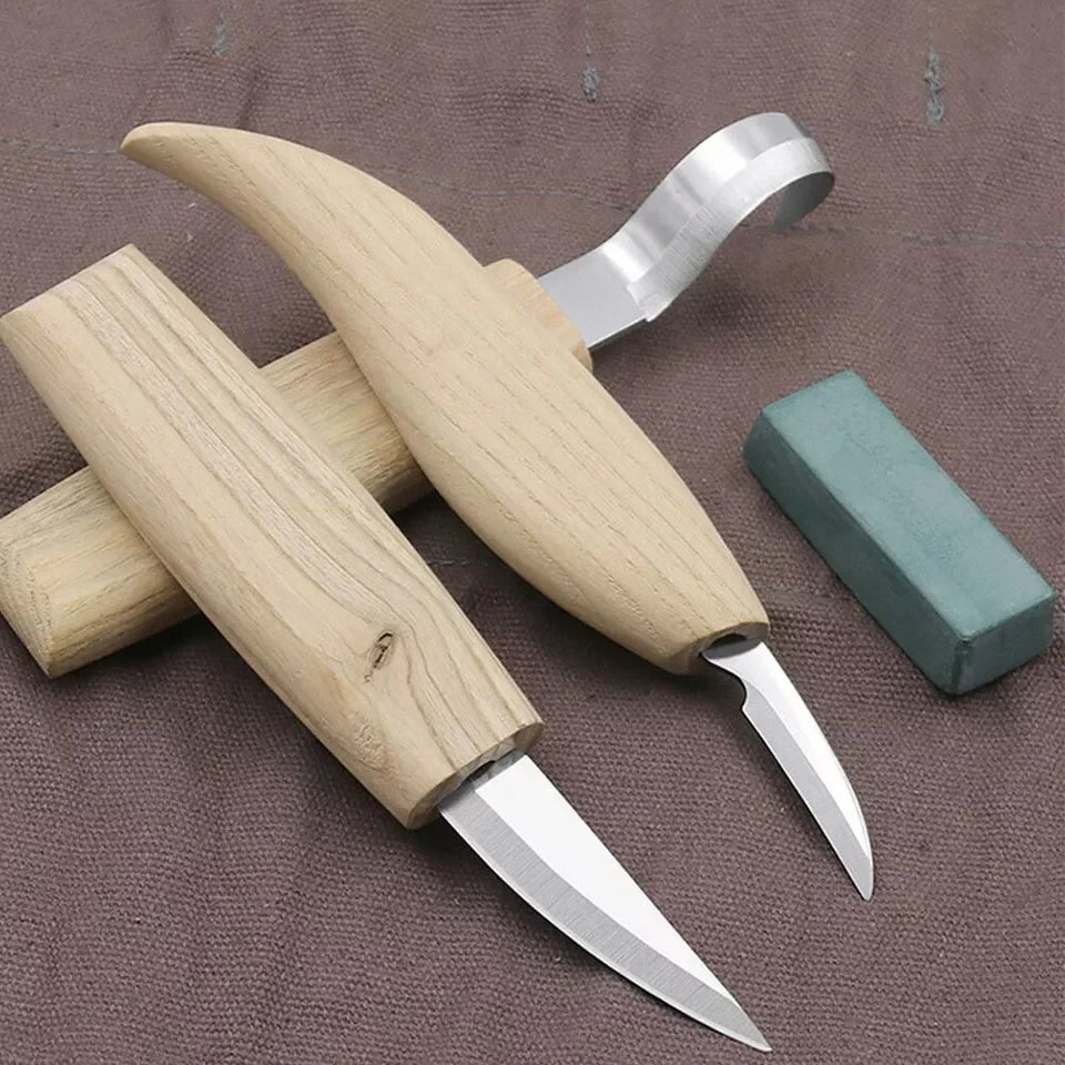 Wood Carving Knives Set Woodworking Tools Spoon Kit Whittling Carpenter Tools