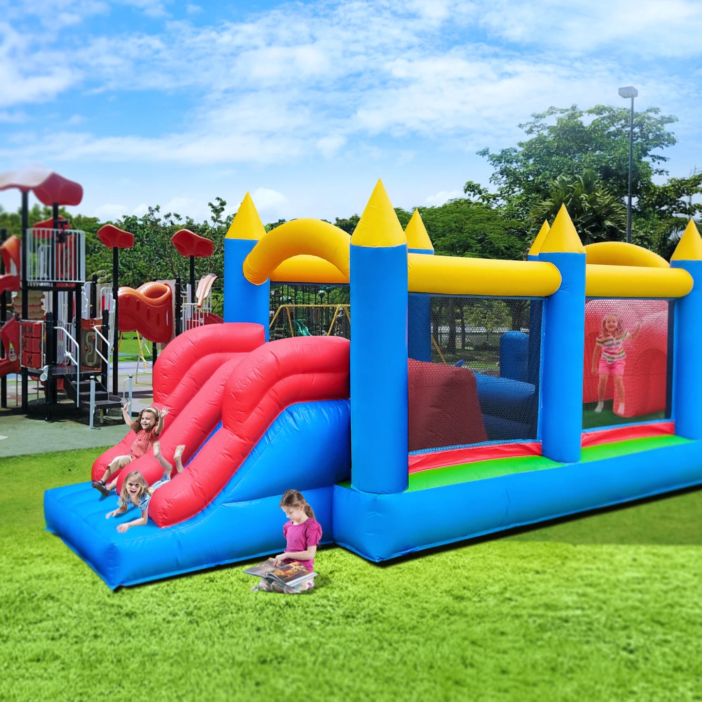 7.3x2.4x2.4m Commercial Grade Inflatable Obstacle Course Bounce House for Kids