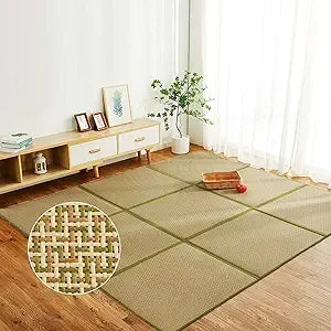 71'' x 71'' Japanese Rug Tatami Rug Mat 0.47'' Thick Japanese Floor Mattress Rattan Non-Slip Breathable Memory Foam Area Rug Be