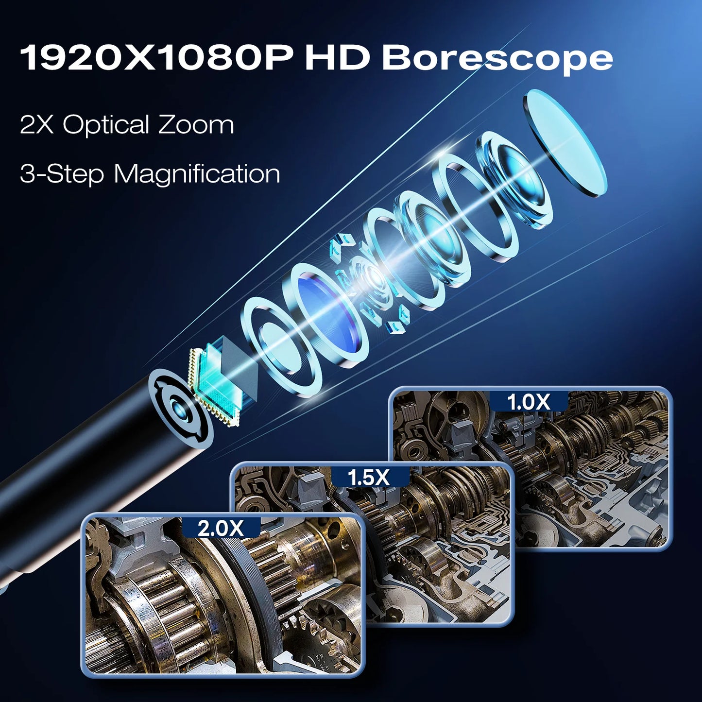 4.3 Inch Industrial Endoscope Camera HD1920P 16.5TF Single Lens Pipe Inspection Borescope for Car Sewer Inspection Camera Tool