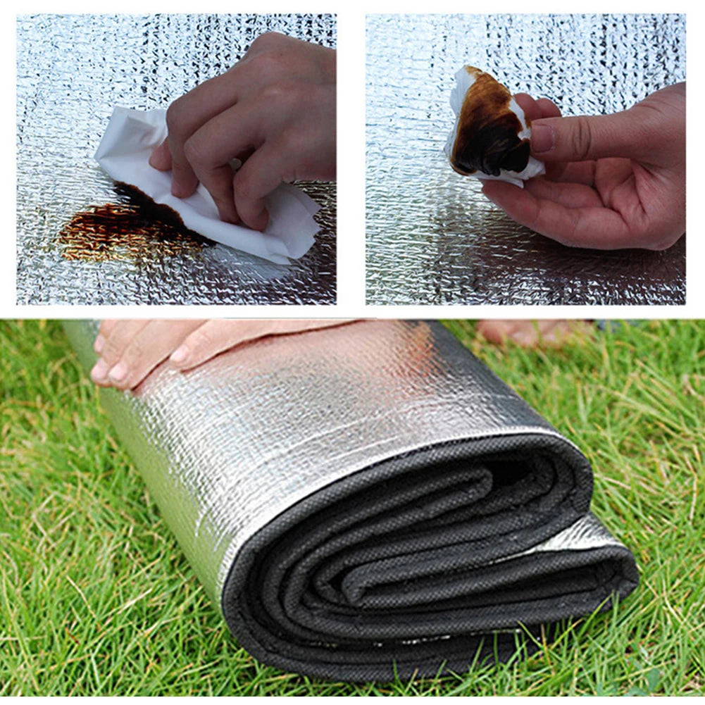 Waterproof Camping Mat Aluminum Foil Pad Double-Sided Outdoor Floor Mat 78x78in with Storage Bag for Outdoor Beach Parks