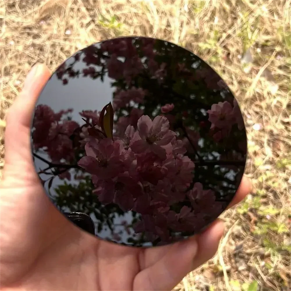 1pc Various natural obsidian mirrors - round, polished black crystal lenses, used for home decoration, meditation and healing