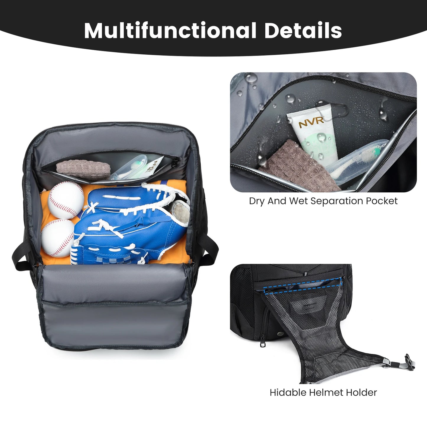 Softball Equipment Bag Baseball Backpack with Shoe Compartment Softball Bag for Youth Large Capacity Sport Baseball Backpack