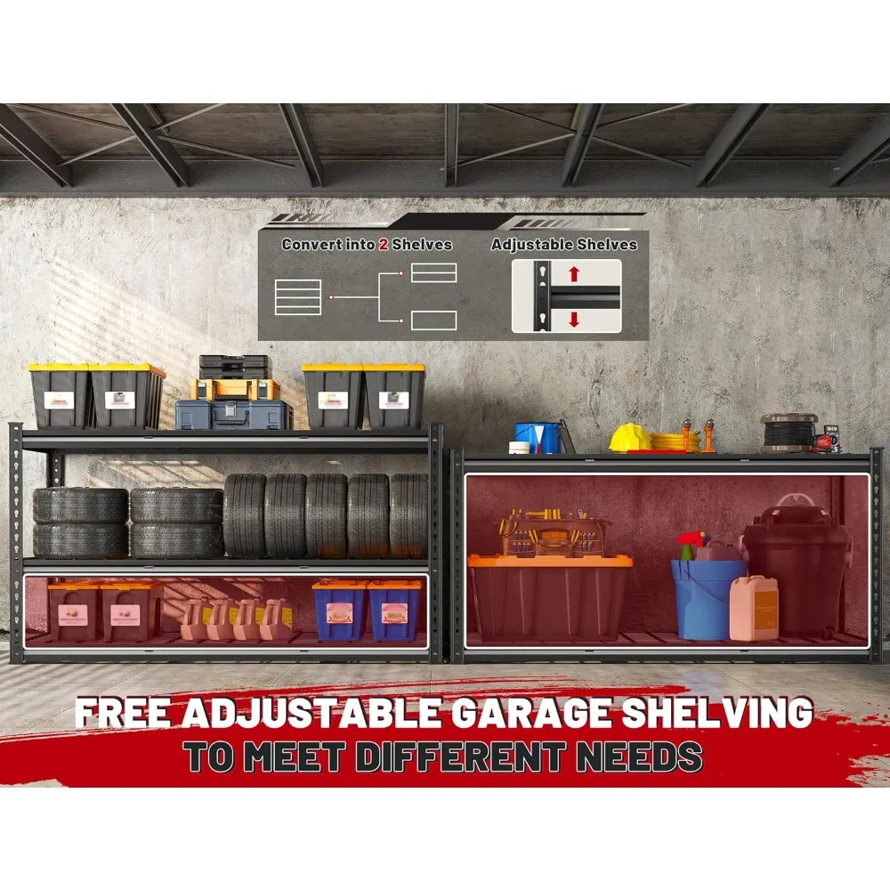 55" W Garage Shelving 3000LBS, 5-Tier Adjustable Metal Shelves for Basement, Warehouse & Workshop