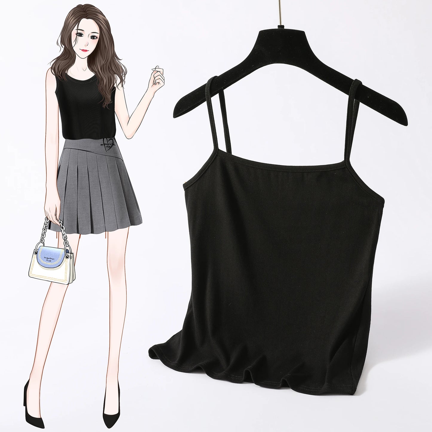 2025 Plus Size Woman Clothing Camisole Sexy Summer Fashion Thin Camis Korean Style Spaghetti Strap Sleeveless Tank Tops
