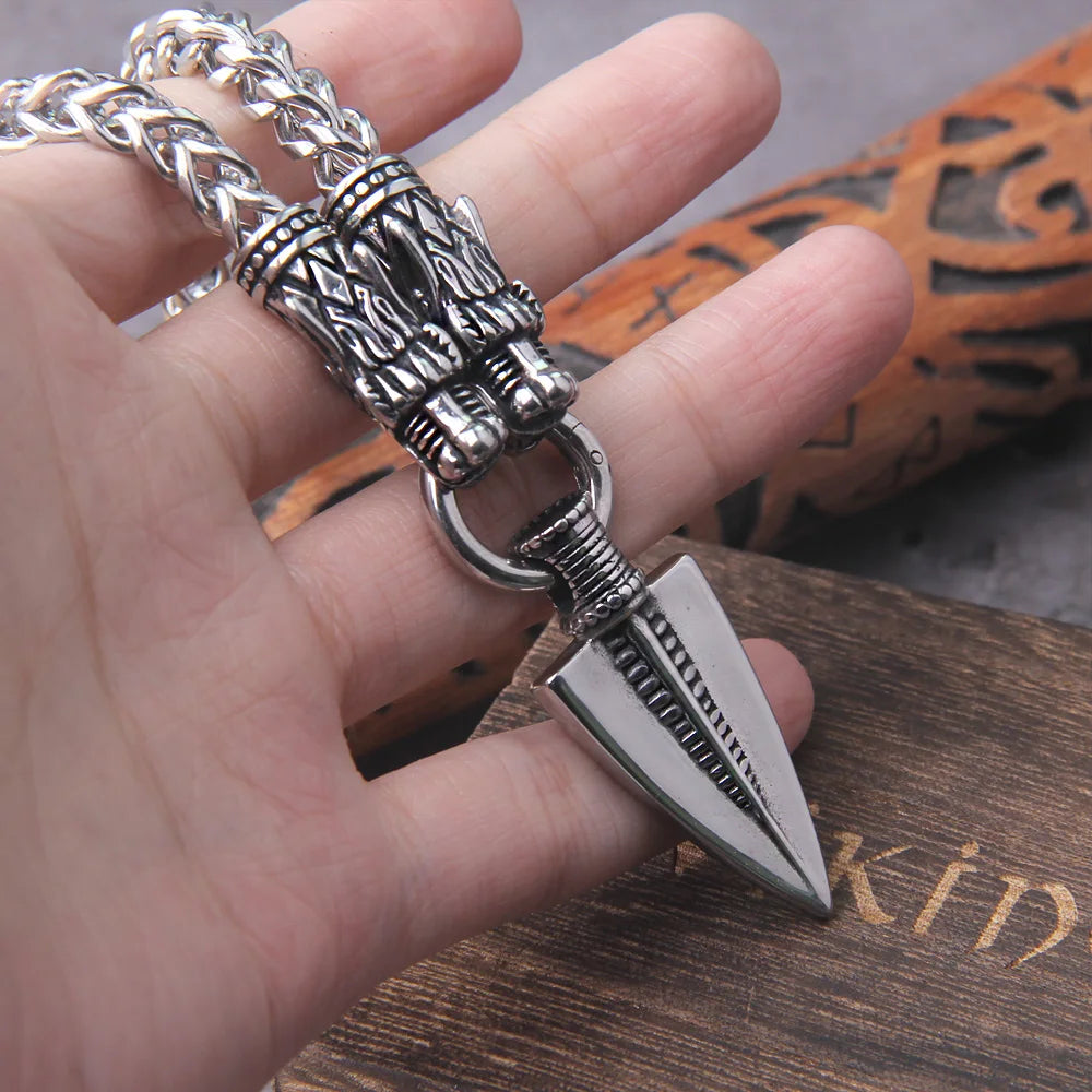 Never Fade Men Celtic Wolf Necklaces Viking Vegvisir Amulet spear Pendant Norse Runes Anchor Stainless Steel King Chain Jewelry