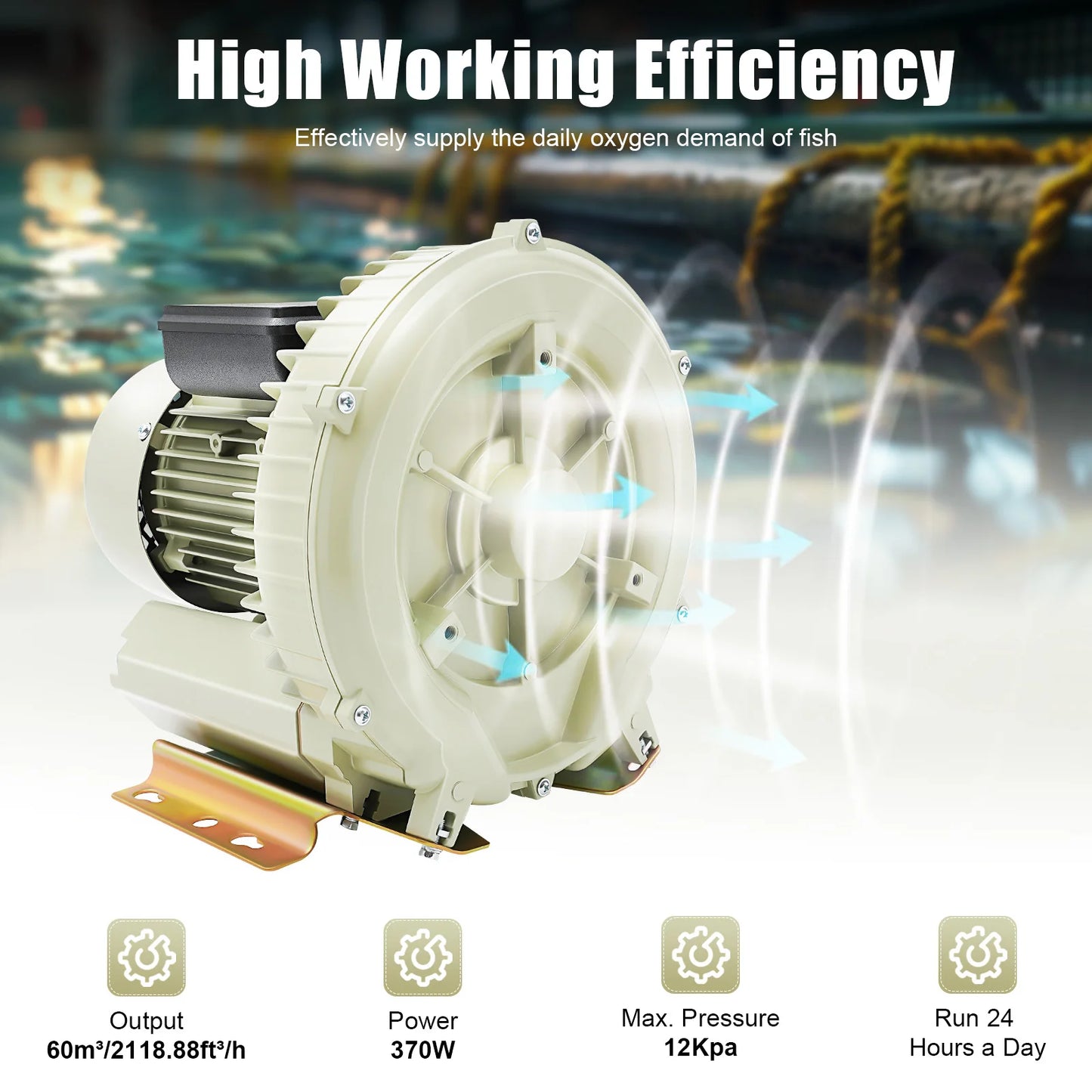 Aquaculture Vortex High Pressure Air Blower for Aquarium Seafood Pond and Fish Tank Vortex Air
