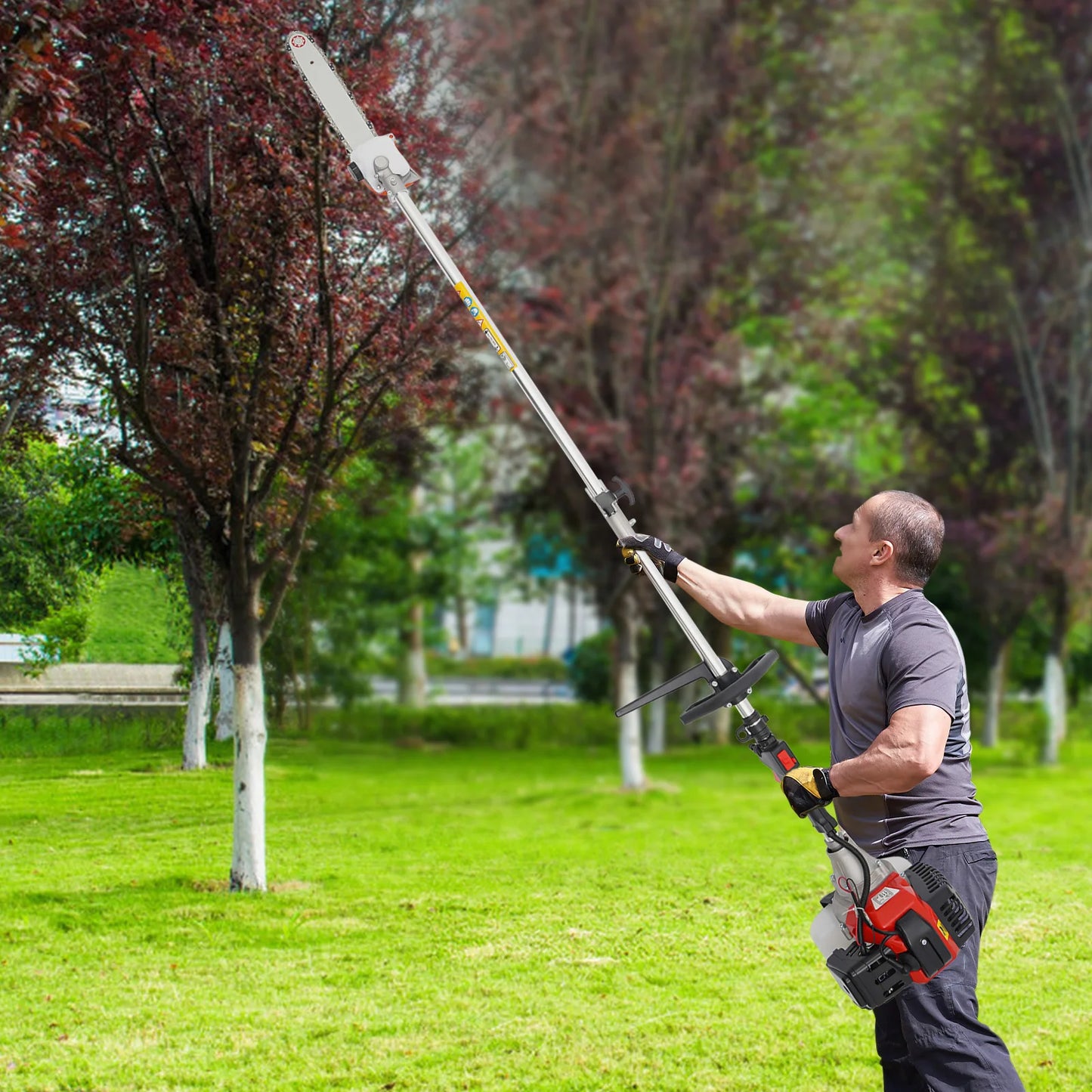 52cc Hedge Strimmer Gasoline 2Stroke Brush Cutter Grass Wacker Weed Eater Lawn Mower Yard Pruner 10 In 1