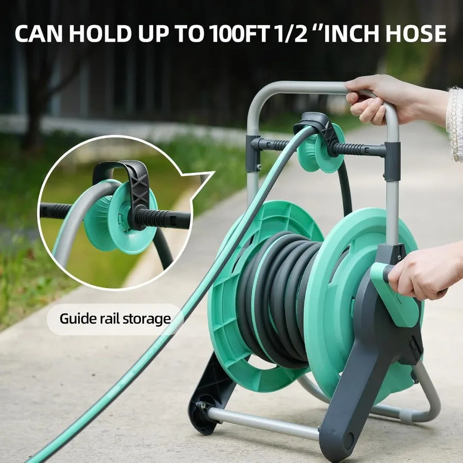 Portable Garden Hose Reel Cart Hold Up to 5075 Ft Hose Garden Hose Holder Tools With BuiltIn Guide for Outside Car Washing Wate