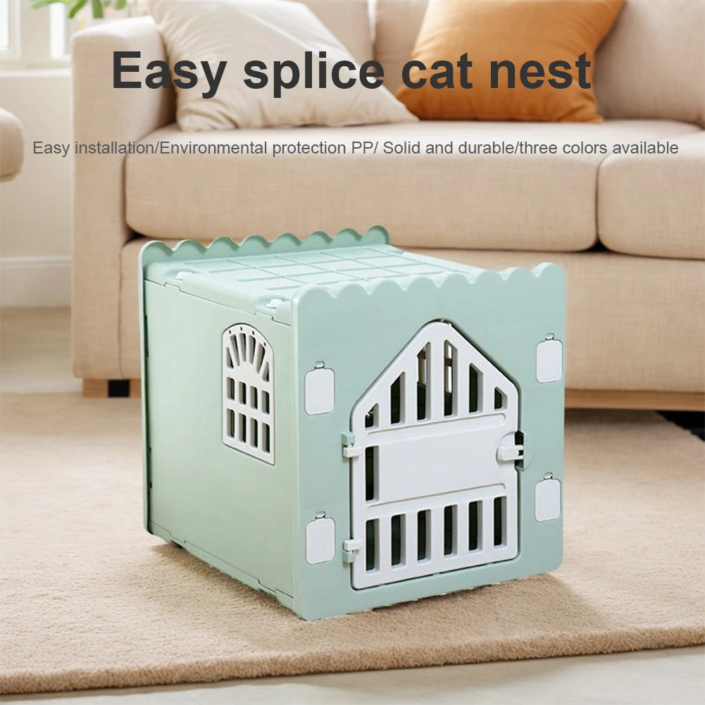 Plastic Cat House Stackable Feral Cat Shelter Waterproof Pet Shelter for Cats with Escape Door for Outdoor Indoor