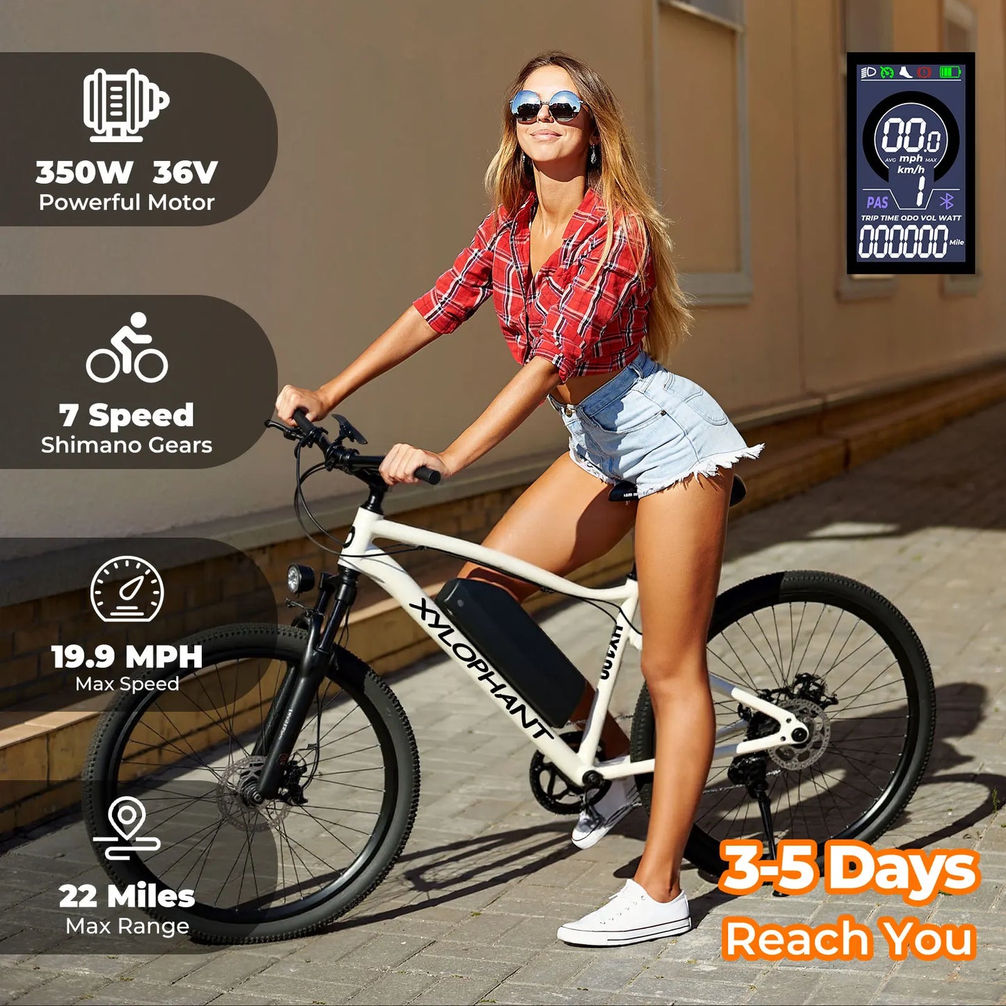 Adult racing electric bike - mountain lightweight electric bike, equipped with 350W brushless motor, 360Wh detachable battery,
